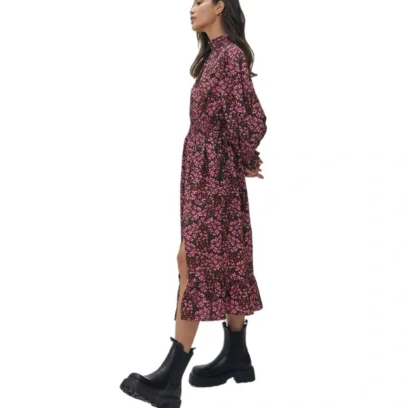 Nasty Gal Like New Floral Print High Neck Midi Smock Dress Size 0 - Picture 2 of 7